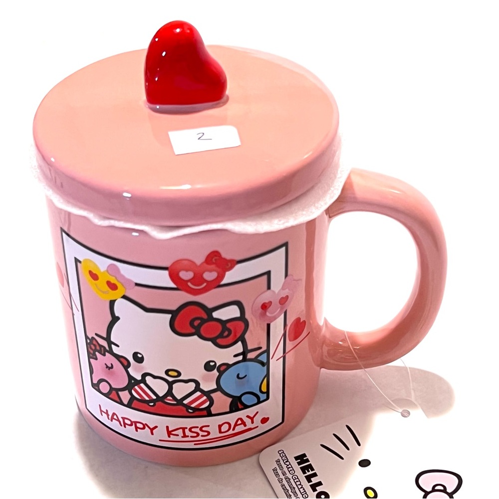 Hello Kitty HAPPY KISS DAY Ceramic Mug with Lid Pink - Picture 10 of 17